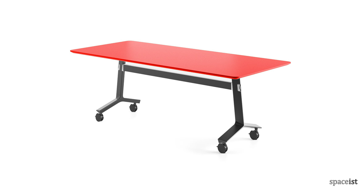 Blade folding table black base with red top