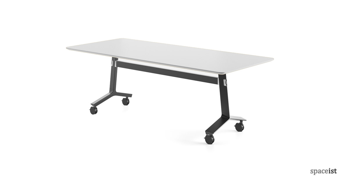 Blade folding table black base with white top