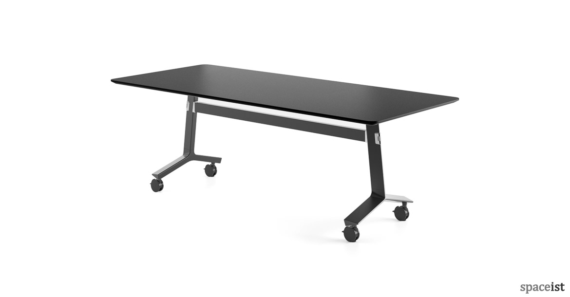 Blade folding table black base with black top