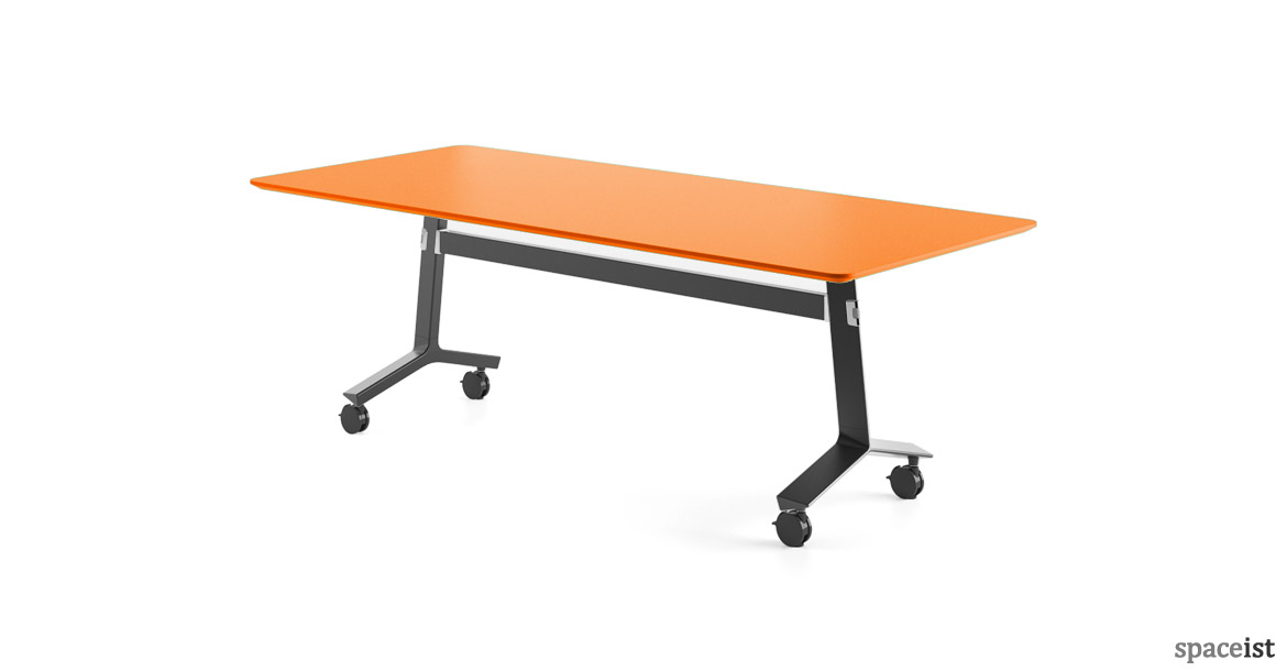 Blade folding table black base with orange top