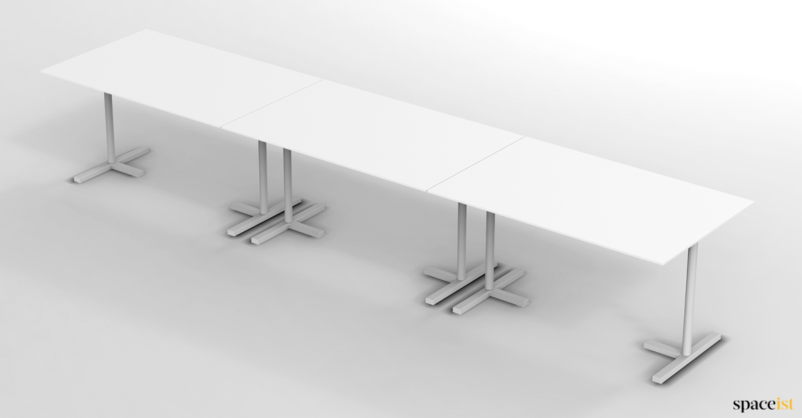 Push together white canteen table