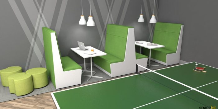 Green 4 seater booth