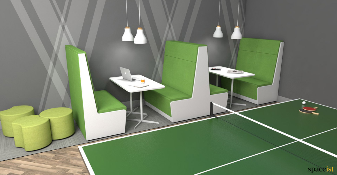 Green 4 seater booth