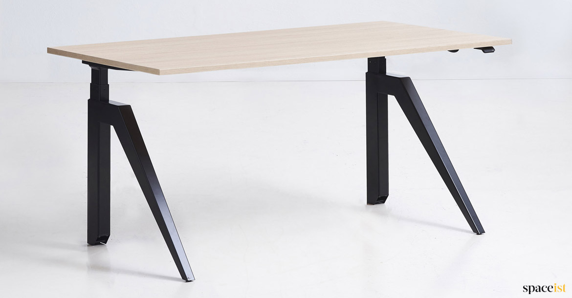 black + oak adjustable desk