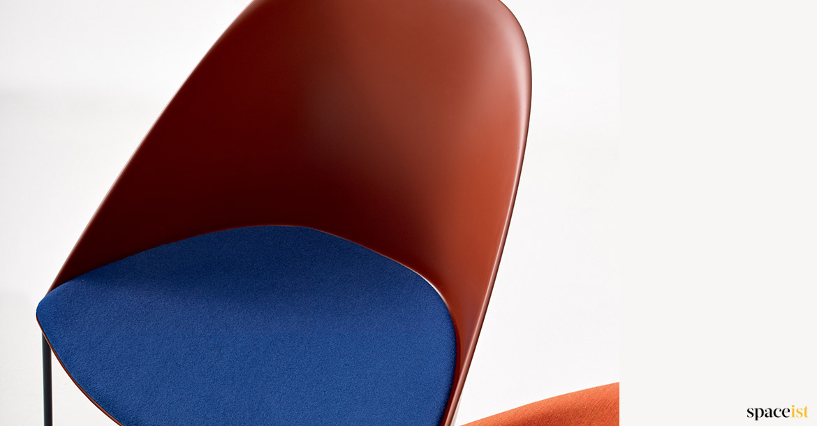 Brown + blue seat