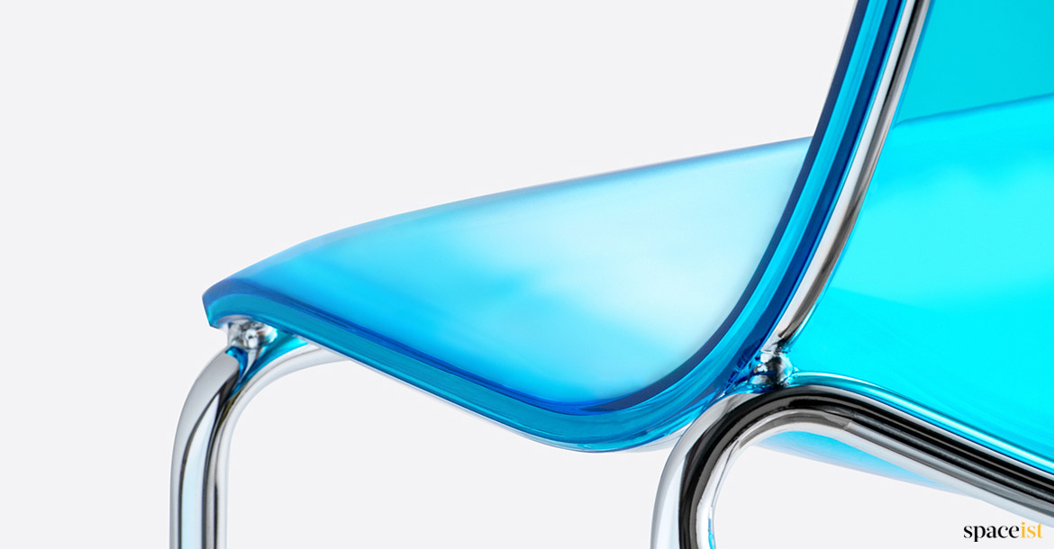 Translucent blue cafe chair