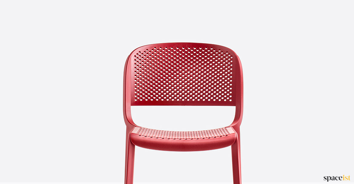 red holy cafe chair