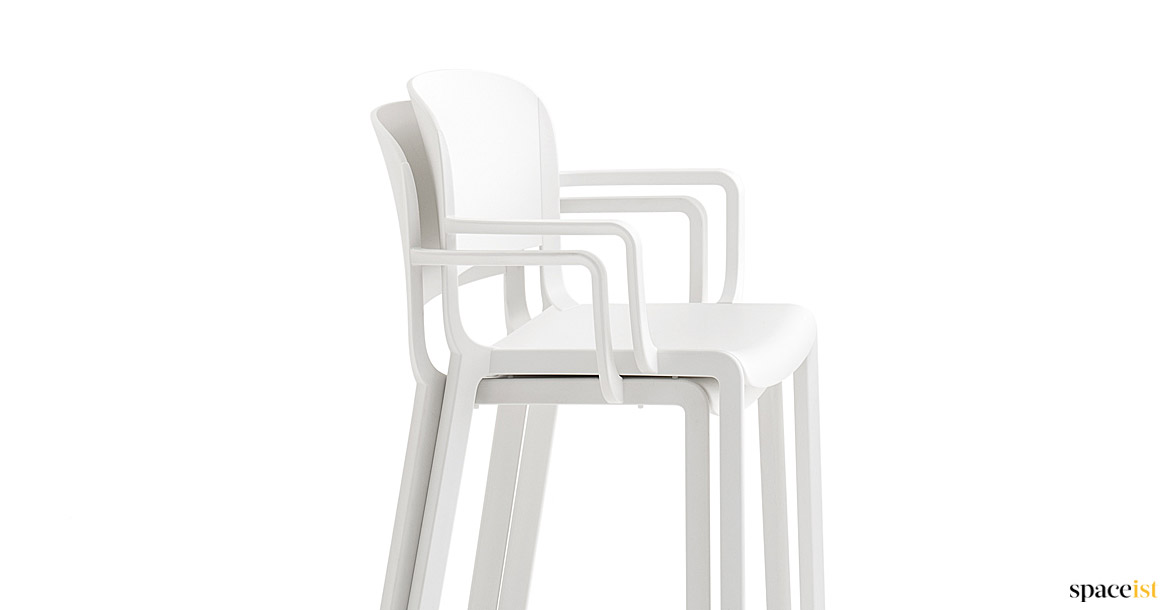 Dom white stacking cafe chairs