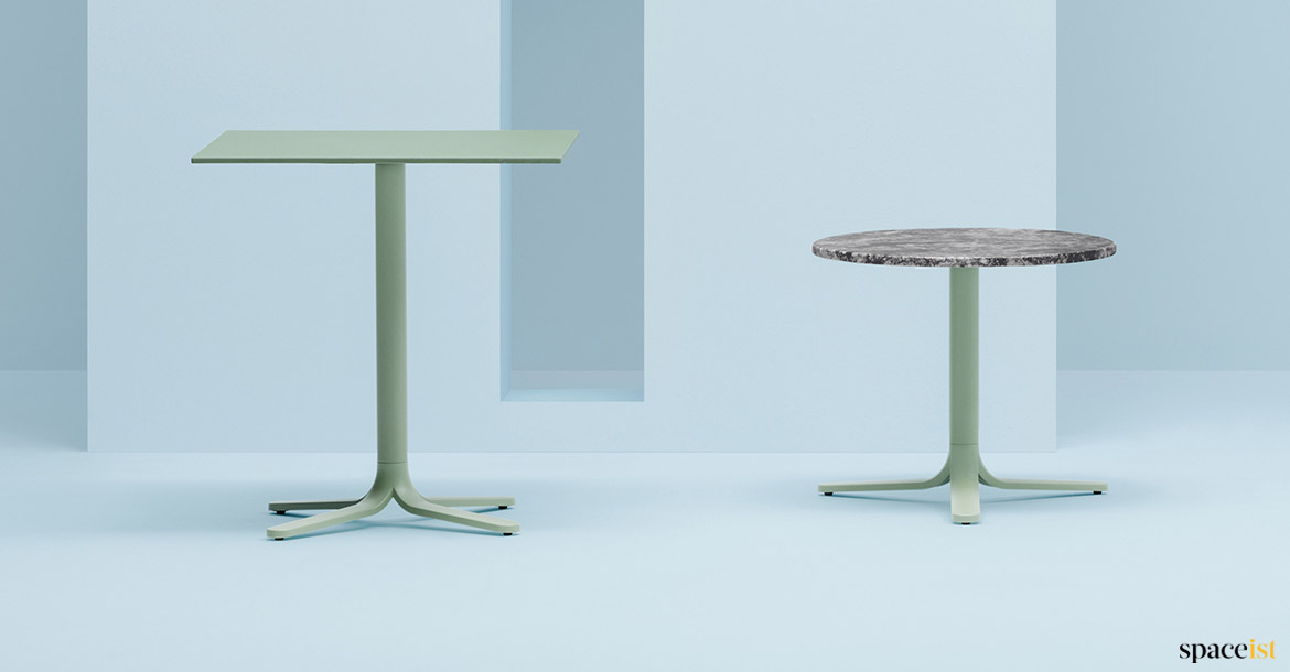 Green + marble cafe table