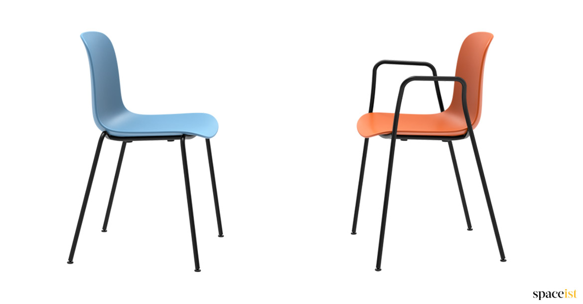 Orange cafe chair with armrests