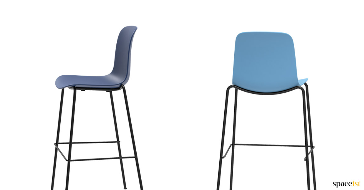 blue bar stools stackable