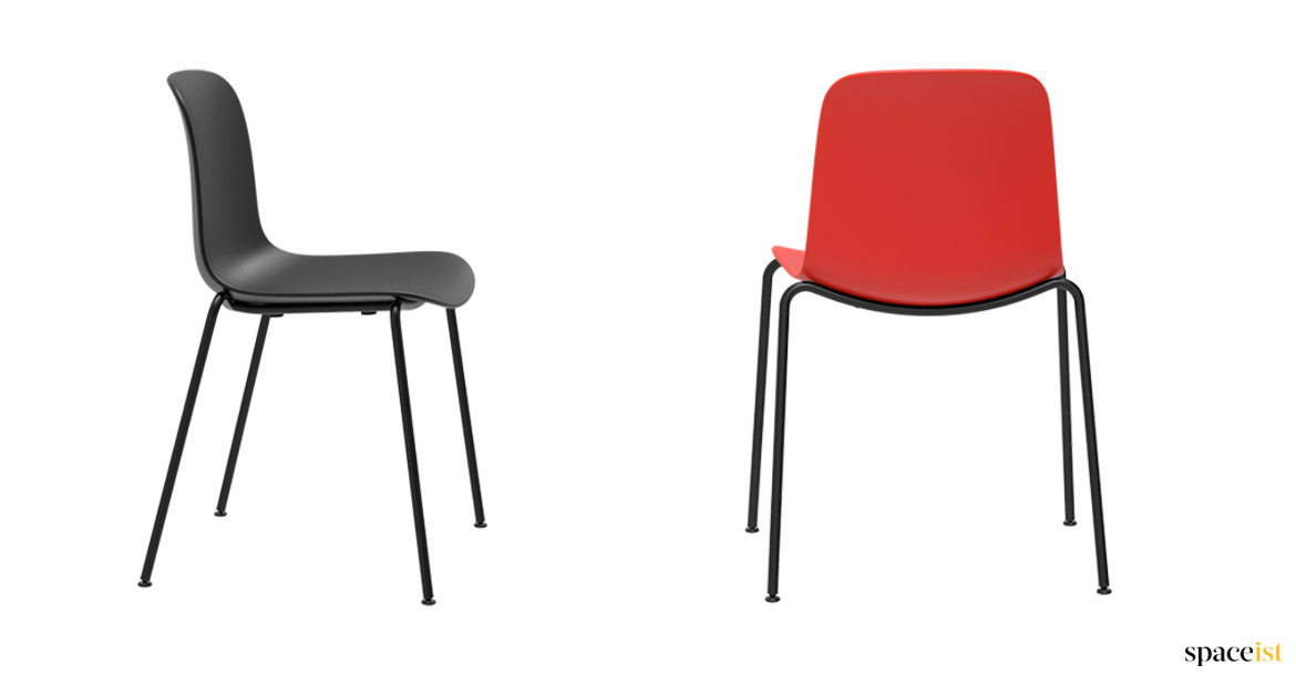 Red + black plastic chair