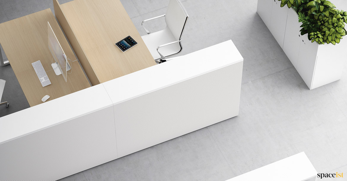 Walkway storage with acoustic back panel