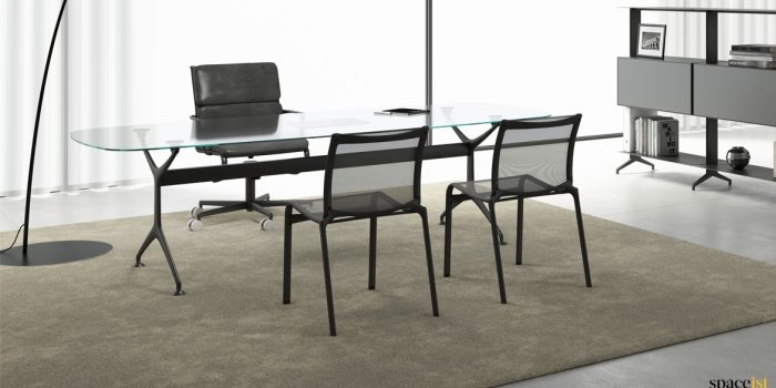 Glass executive desk black legs