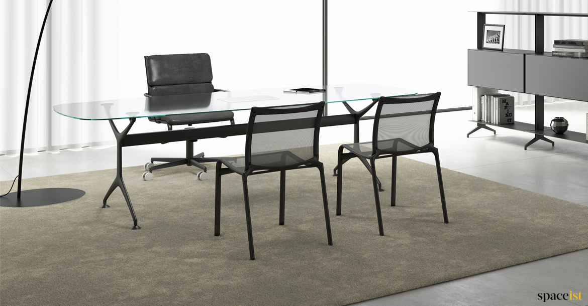 Glass executive desk black legs
