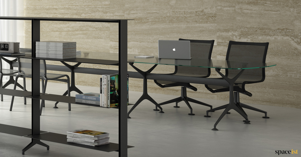 Glass + black executive meeting table