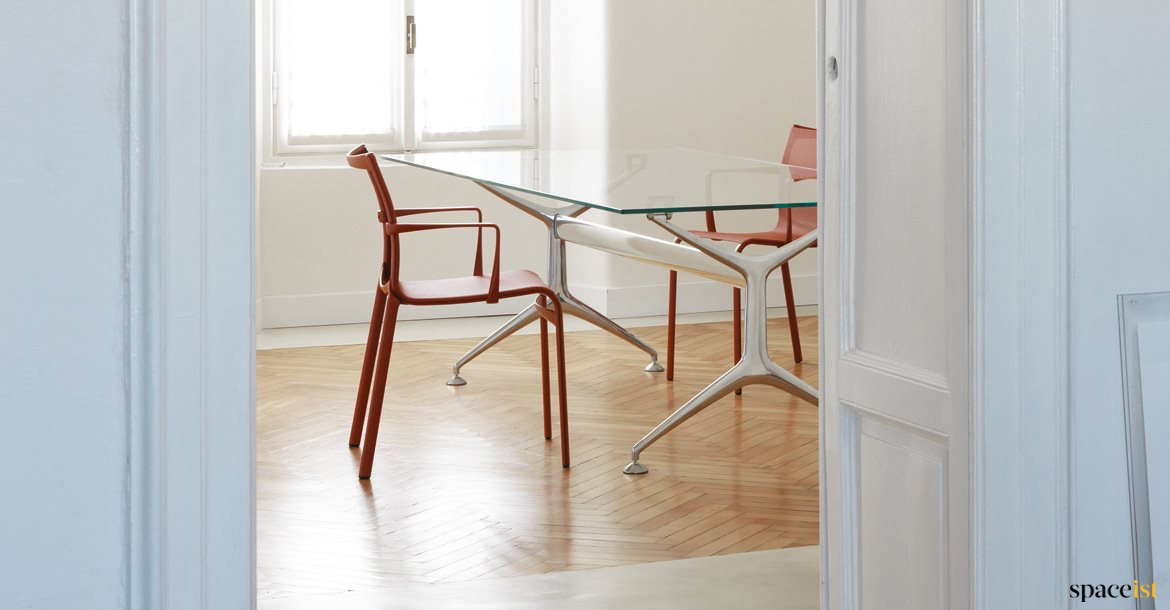 Frame cool glass meeting table