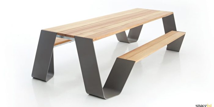 Black outdoor picnic table