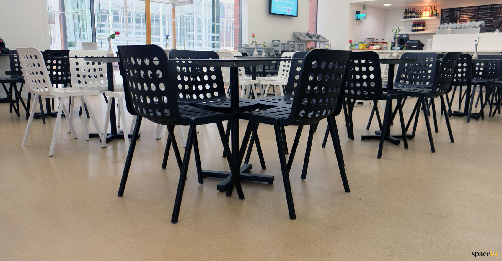 Black cafe chairs for museum