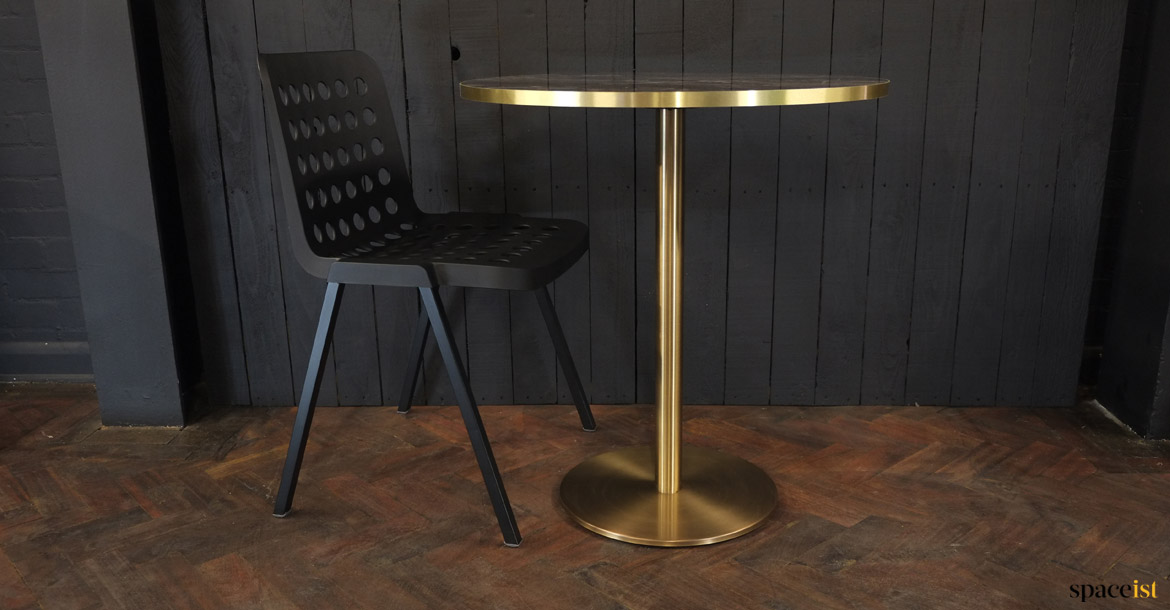 Marble + brass table close-up