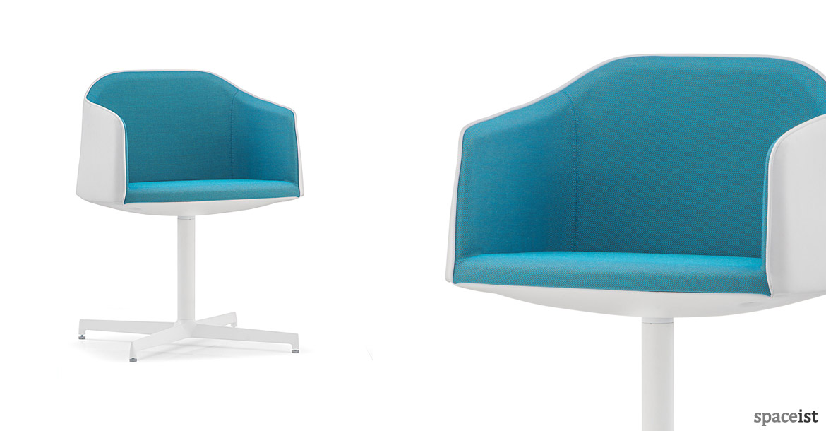 Laja blue with white leather chair with central base