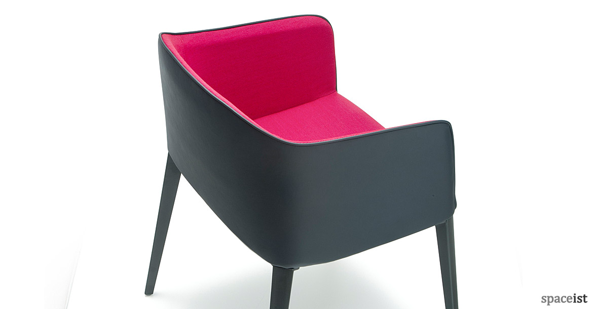 Laja black leather with pink fabric seat