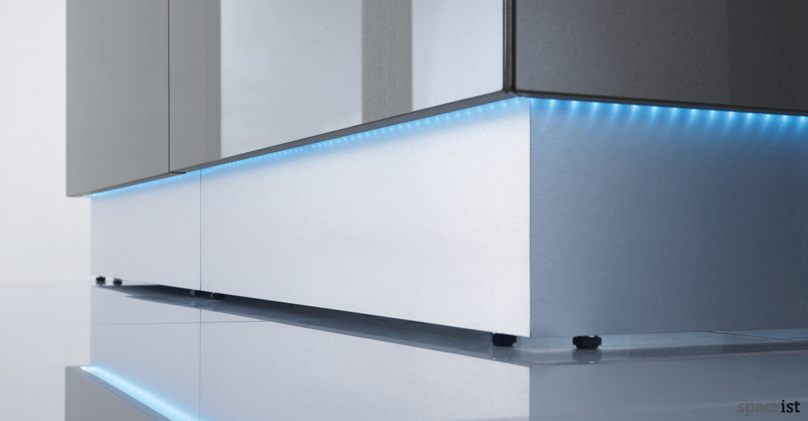 Lina glass reception desk with LED down lights