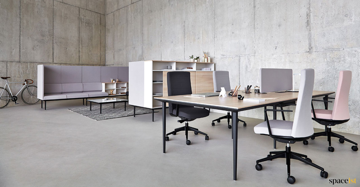 Foru person designer bench desk black