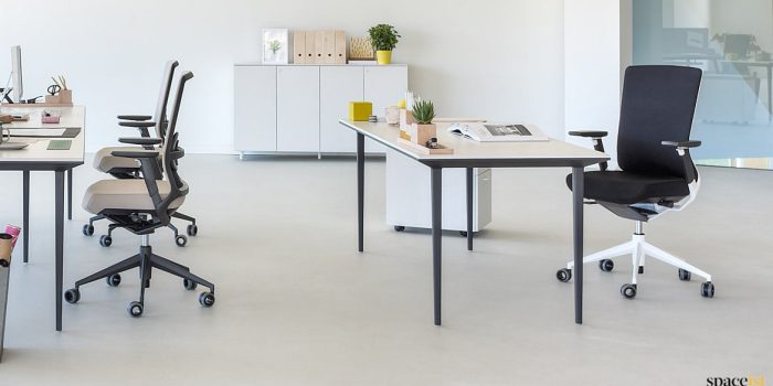 Black executive desk white top
