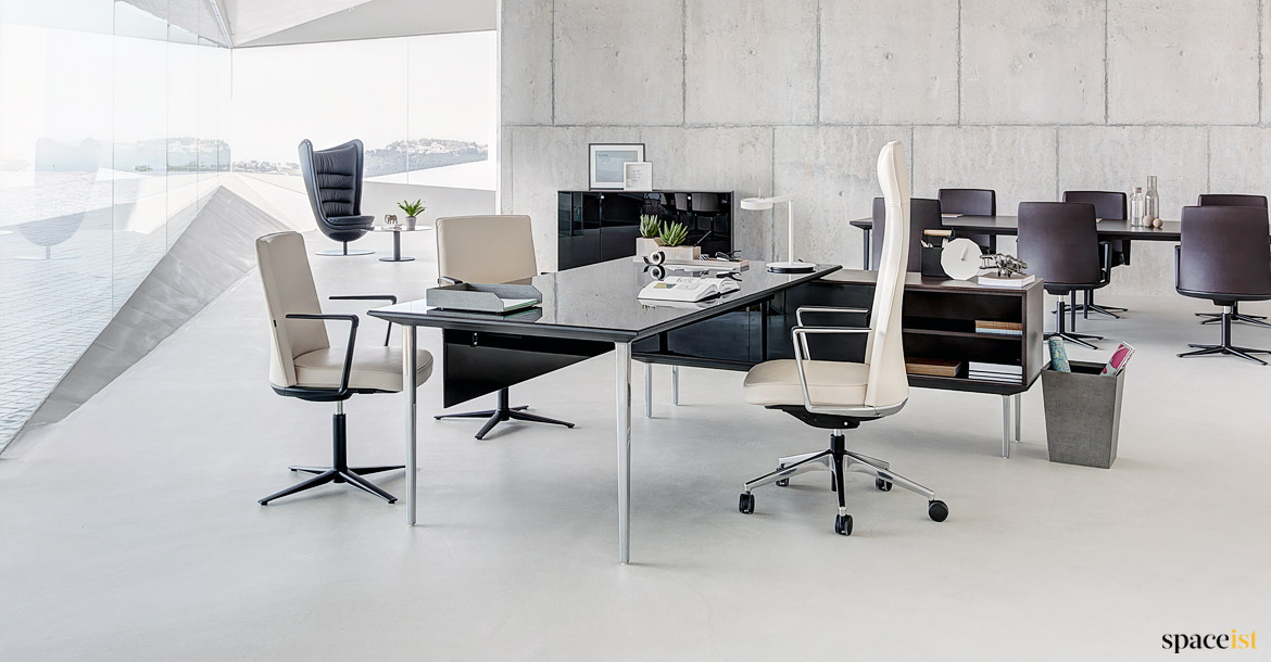 Glass executive desk