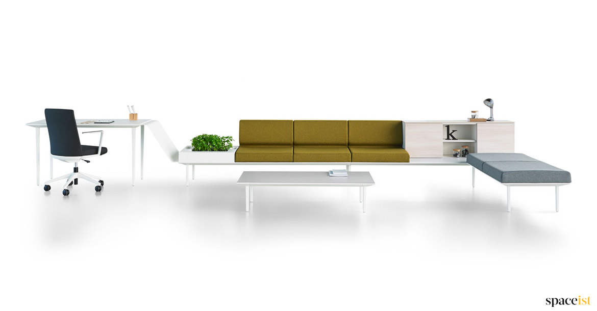 Longi sofa-desk seating + storage