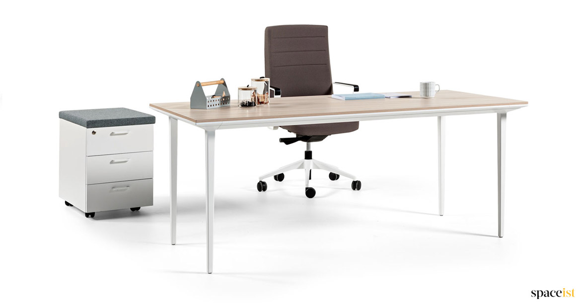White + oak directors desk