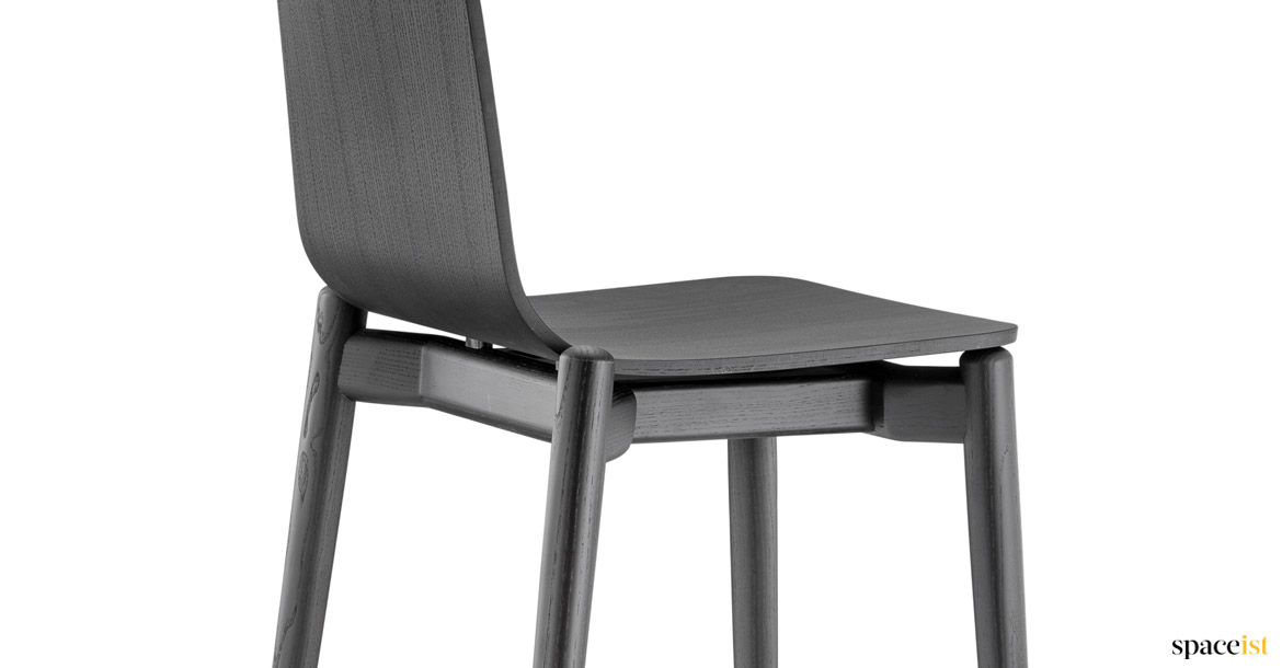 Malmo black wood bar stool with back