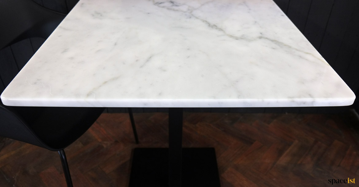 Solid white marble top closeup