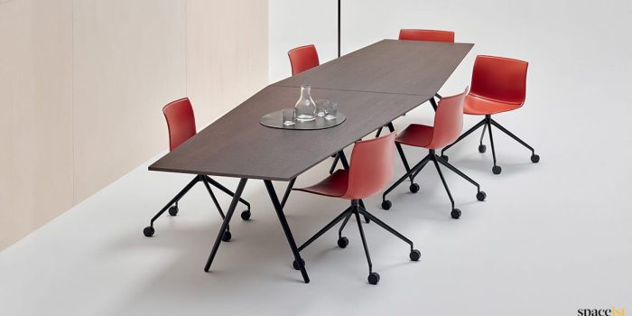 dark meeting table in two sections