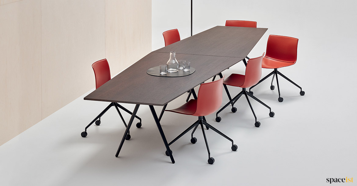 dark meeting table in two sections