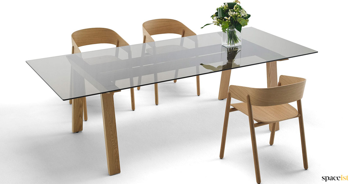 Glass and oak meeting table