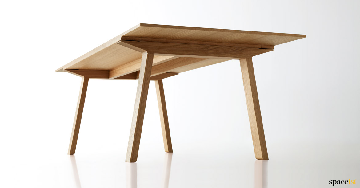 Light wood executive table closeup