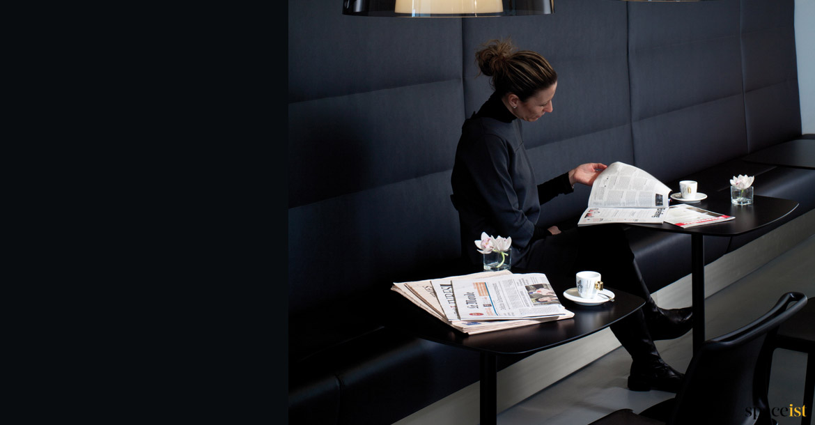 Black banquette seating
