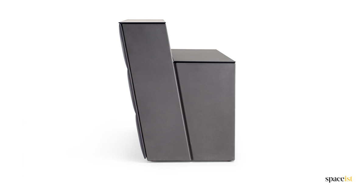 black reception desk closeup