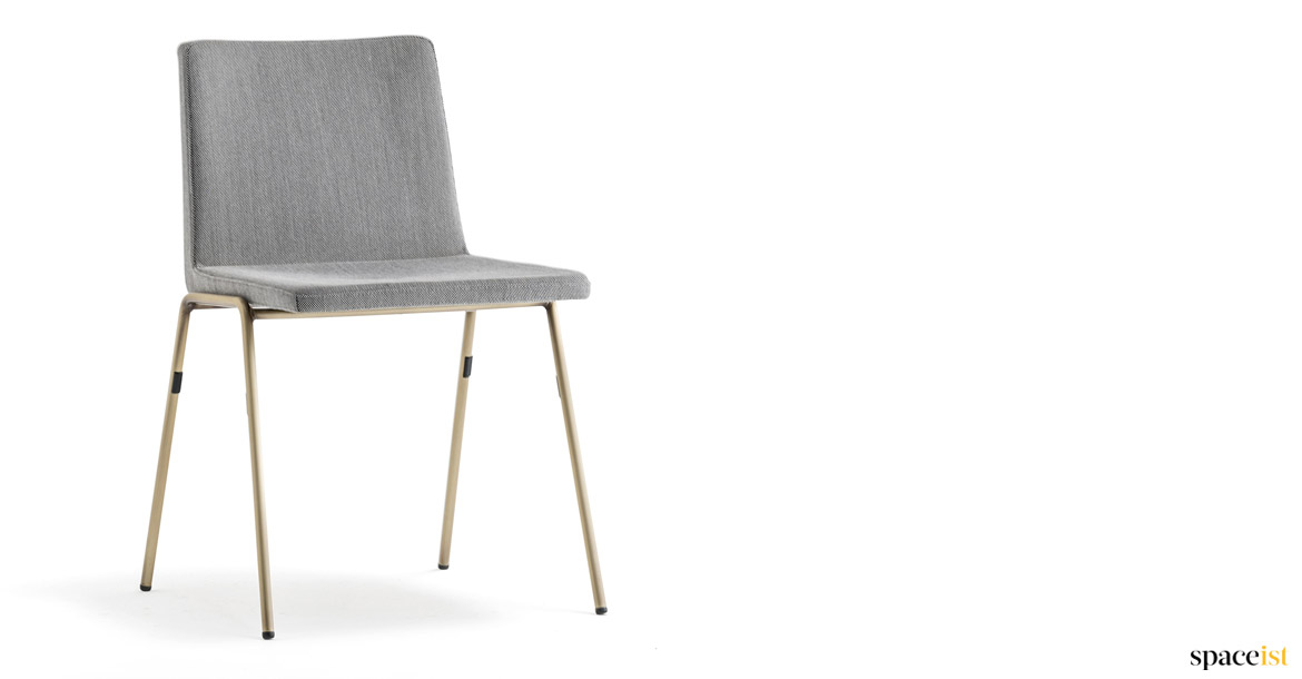 Brass meeting chair with grey seat