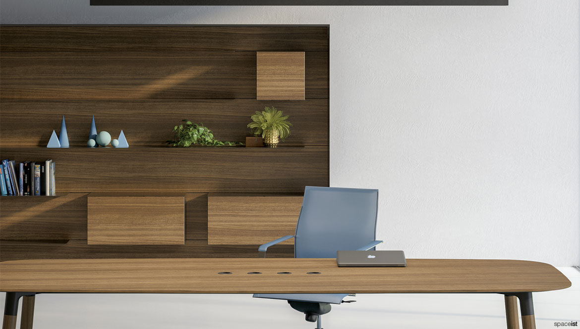Walnut meeting shelving