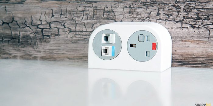 White compact USB charging point