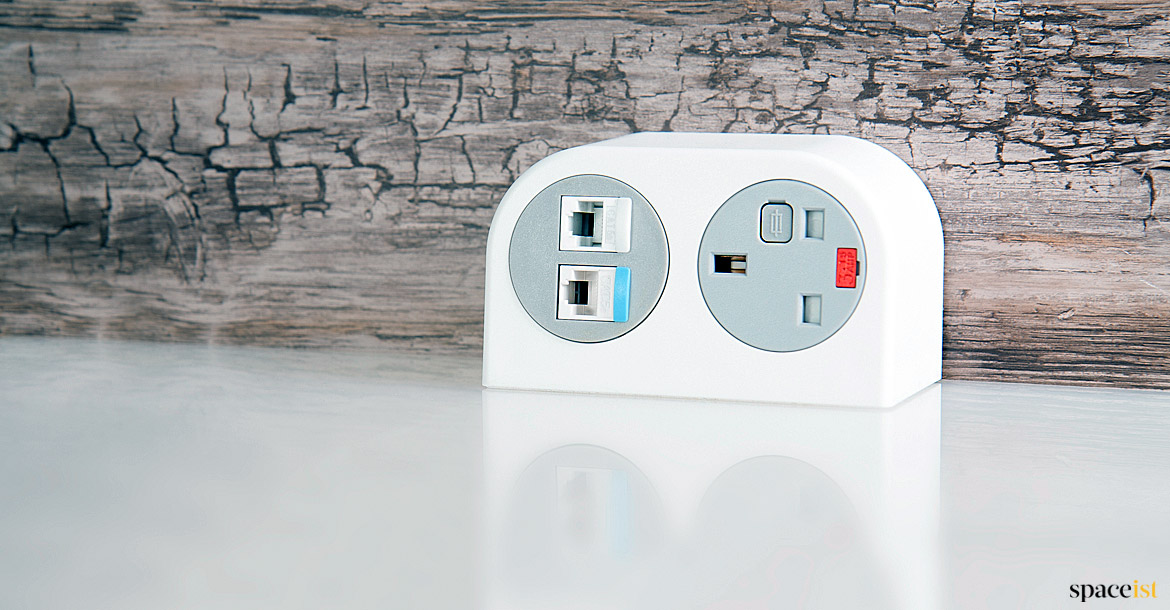 White compact USB charging point