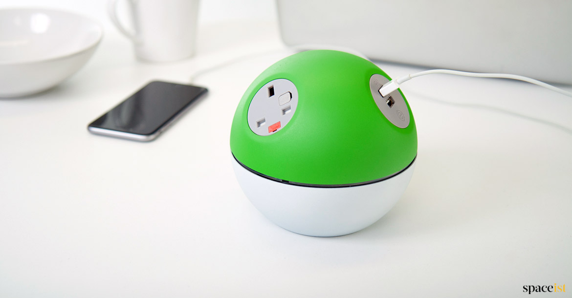 Green round desk top charger