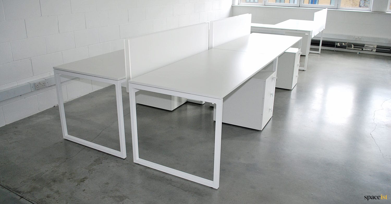 White bench desks