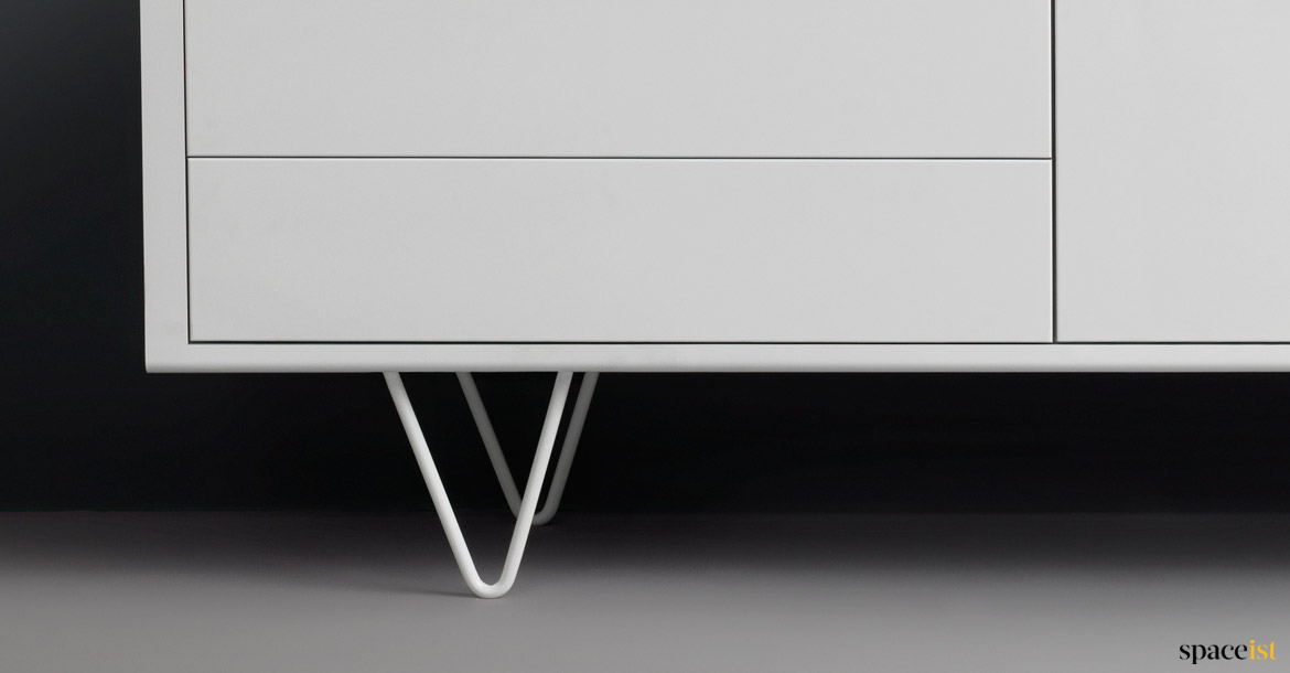 White meeting room cabinet on a V-shaped leg