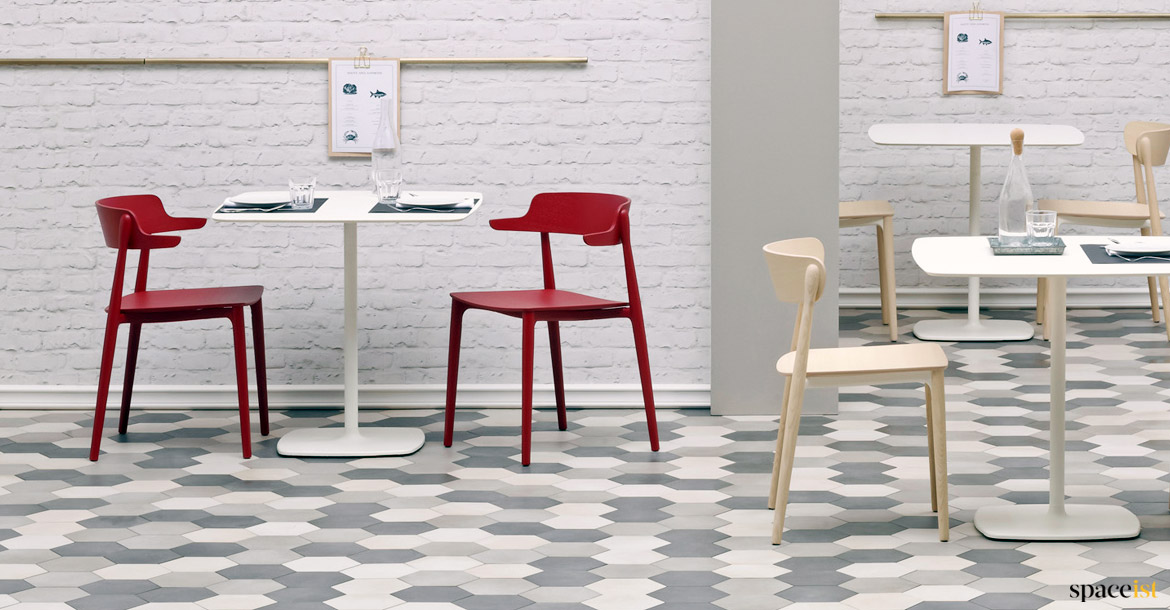 White and red cafe furniture