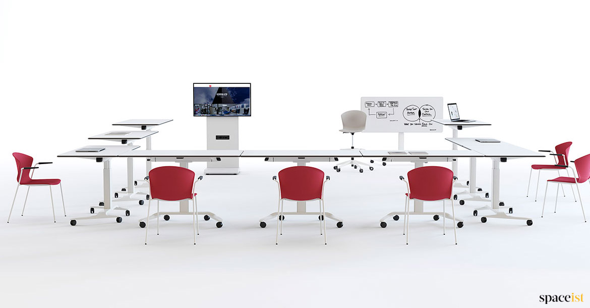 White folding meeting table