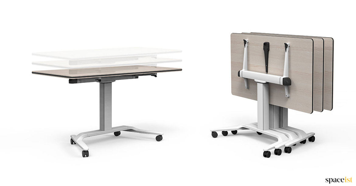 Height adjustable folding desk